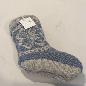 Lemon Cozy Blue and Cream Knit Booties